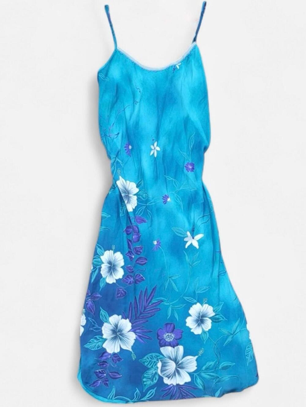 Expressions Vintage Floral Silk Low Back Midi Dress